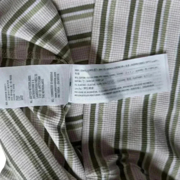 Abercrombie & Fitch Essential Scoopneck Tank Top White Stripe Y2K Women's Large - Picture 8 of 11